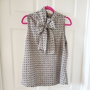 Evan-Picone Black Label Pussybow Shell Blouse, XL